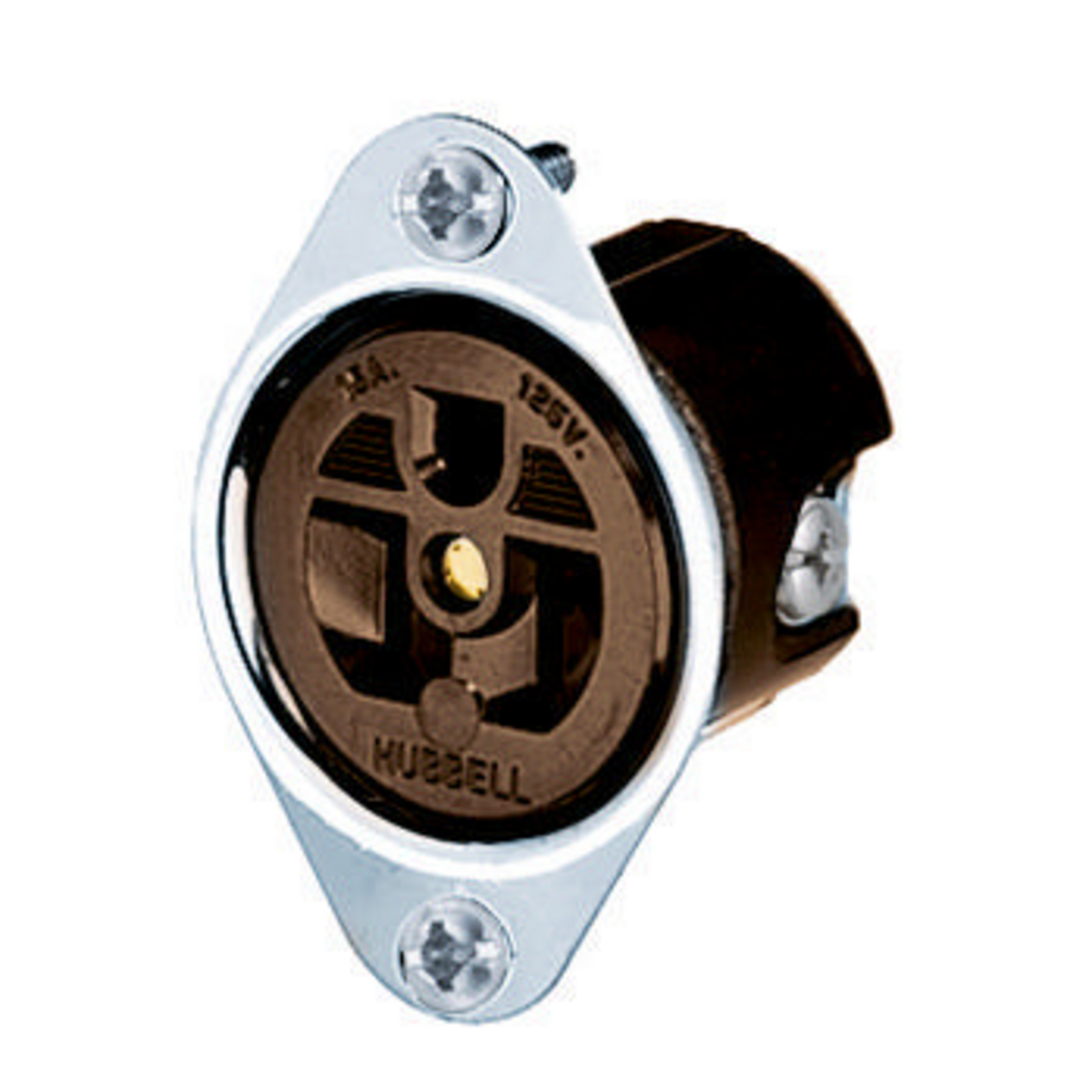 Product image for Hubbell HBL5256 15 Amp 125 Volt 2-Pole 3-Wire NEMA 5-15R Brown Steel Straight Blade Device Flanged Receptacle