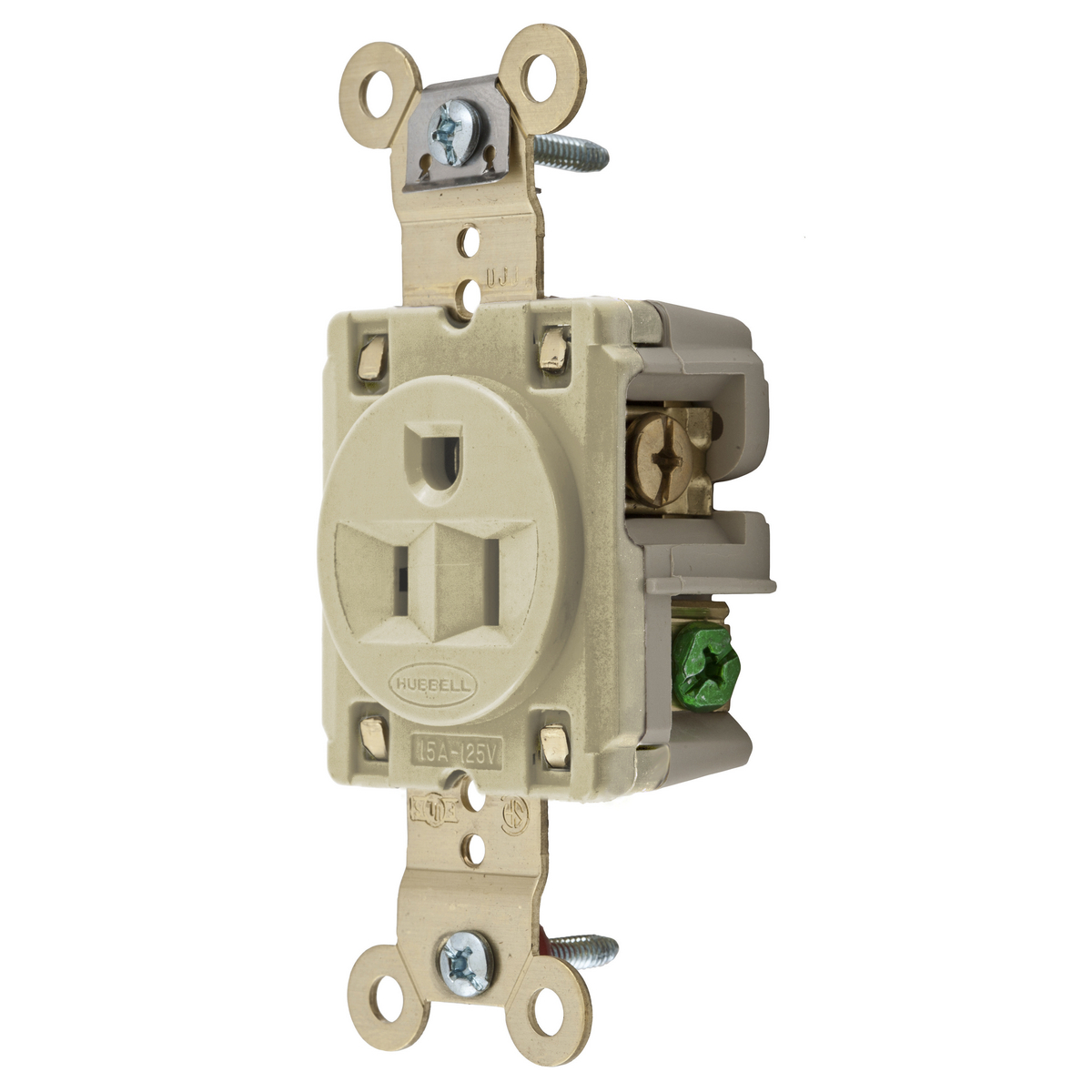 Hubbell 5261-I Single Outlets Ivorine box of 10 15 amp 125 volts Ivory 