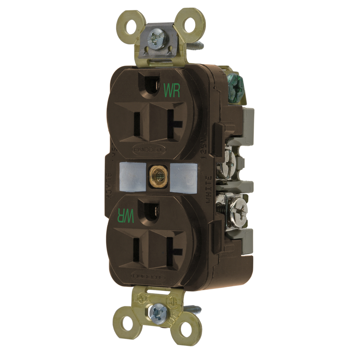 Product image for Hubbell HBL5362WR WR Receptacle, DUP, SB, HD SPEC, 20A 125V, BR