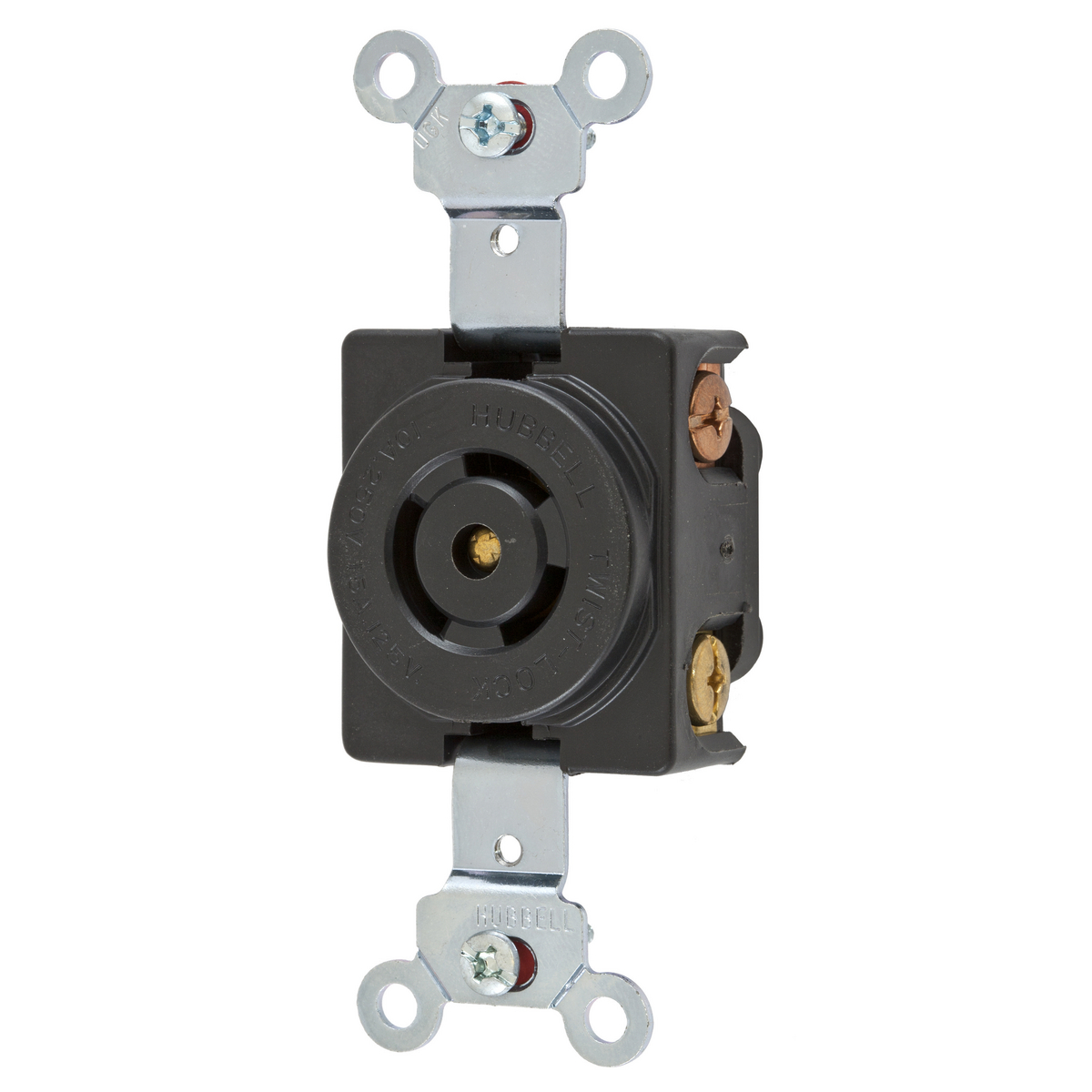 Product image for Hubbell HBL7582 10 Amp 250 VAC 3-Pole 3-Wire Non-NEMA Black Single Locking Receptacle