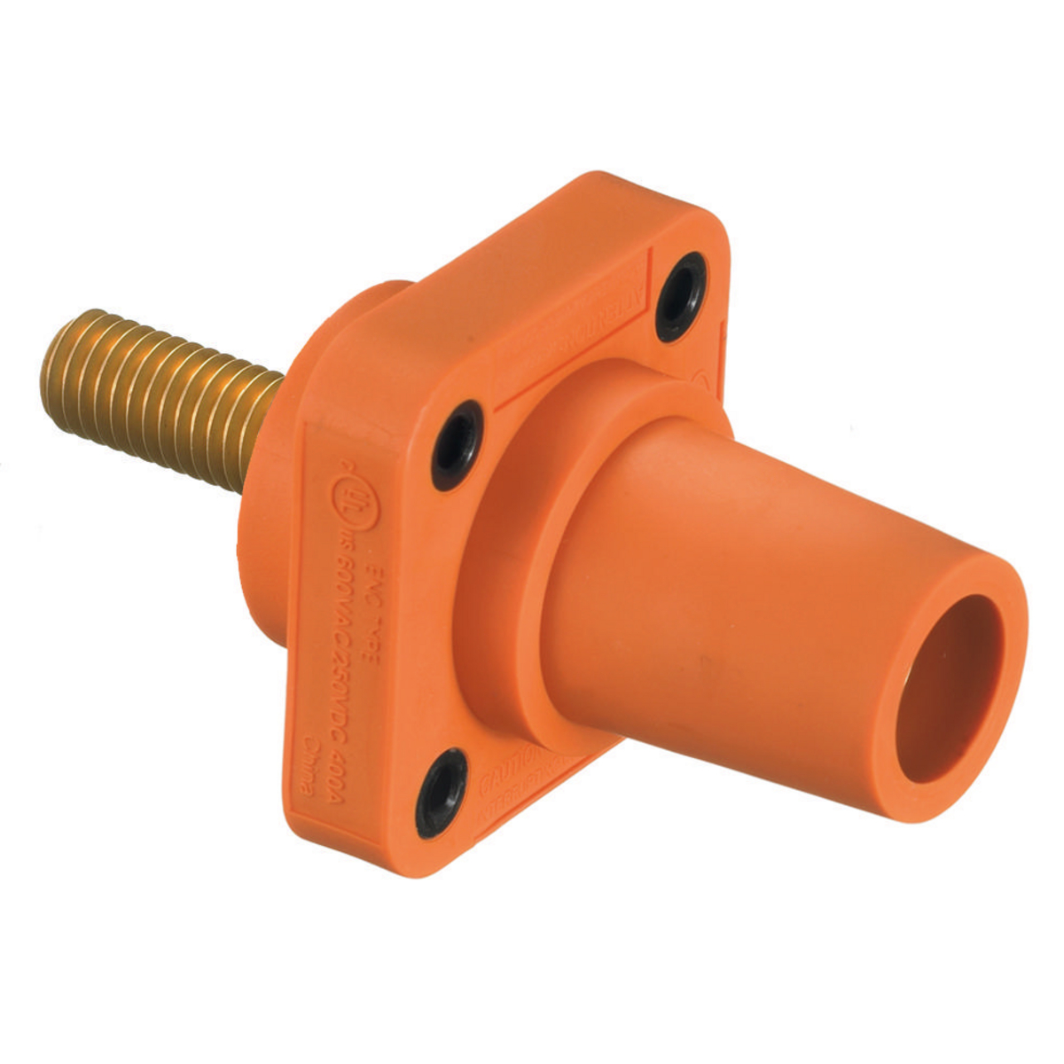 Product image for Hubbell HBLFRSO 400 Amp 1-Pole Orange Stud Type FeMale Cam Type Receptacle
