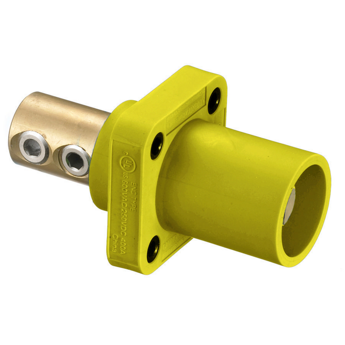 Product image for Hubbell HBLMRY Single Pole, 300/400A Male Receptacle, SCRW, YL
