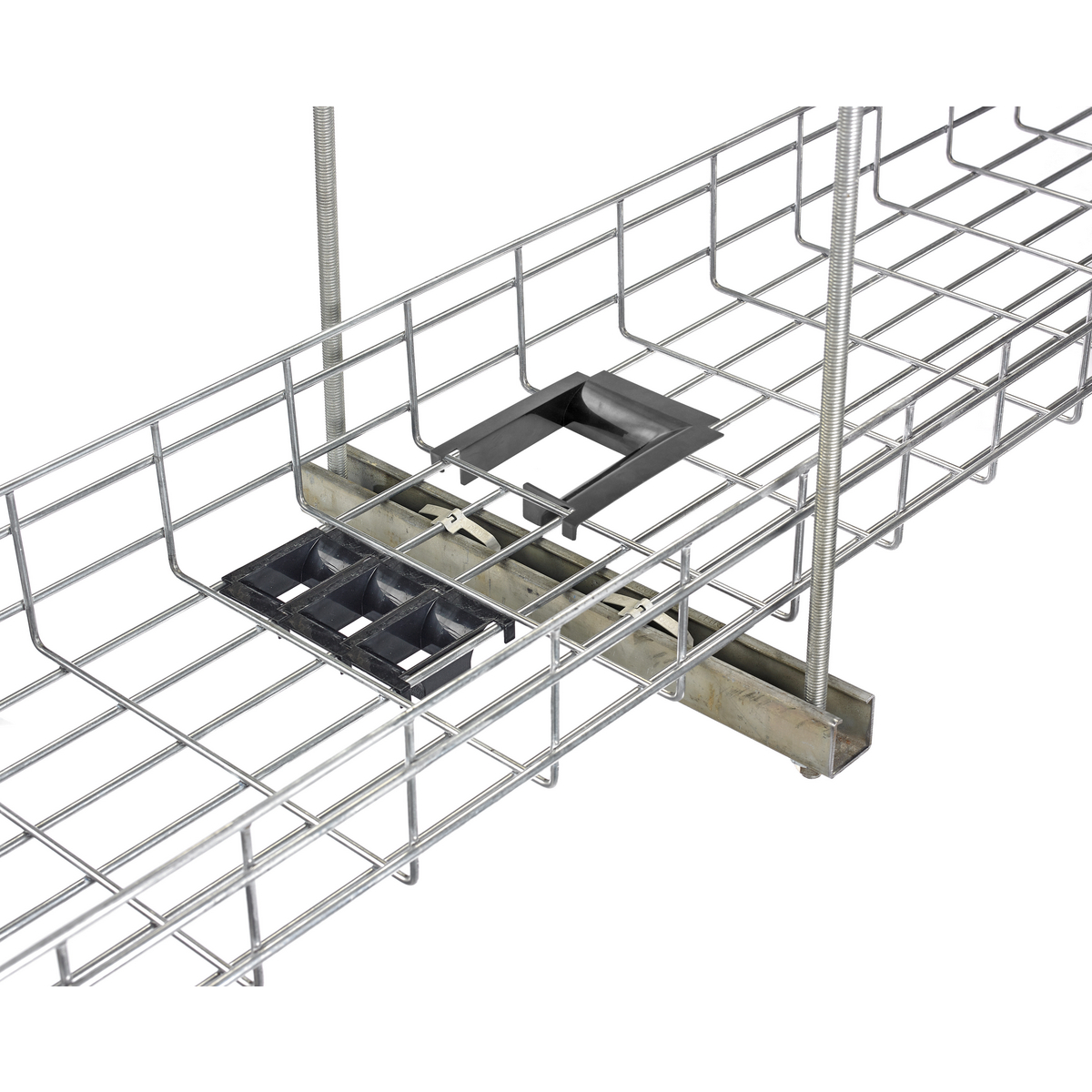 Wire Basket Tray, Accessories, 4 X 4 Cable Dropout, Polymer, Black ...