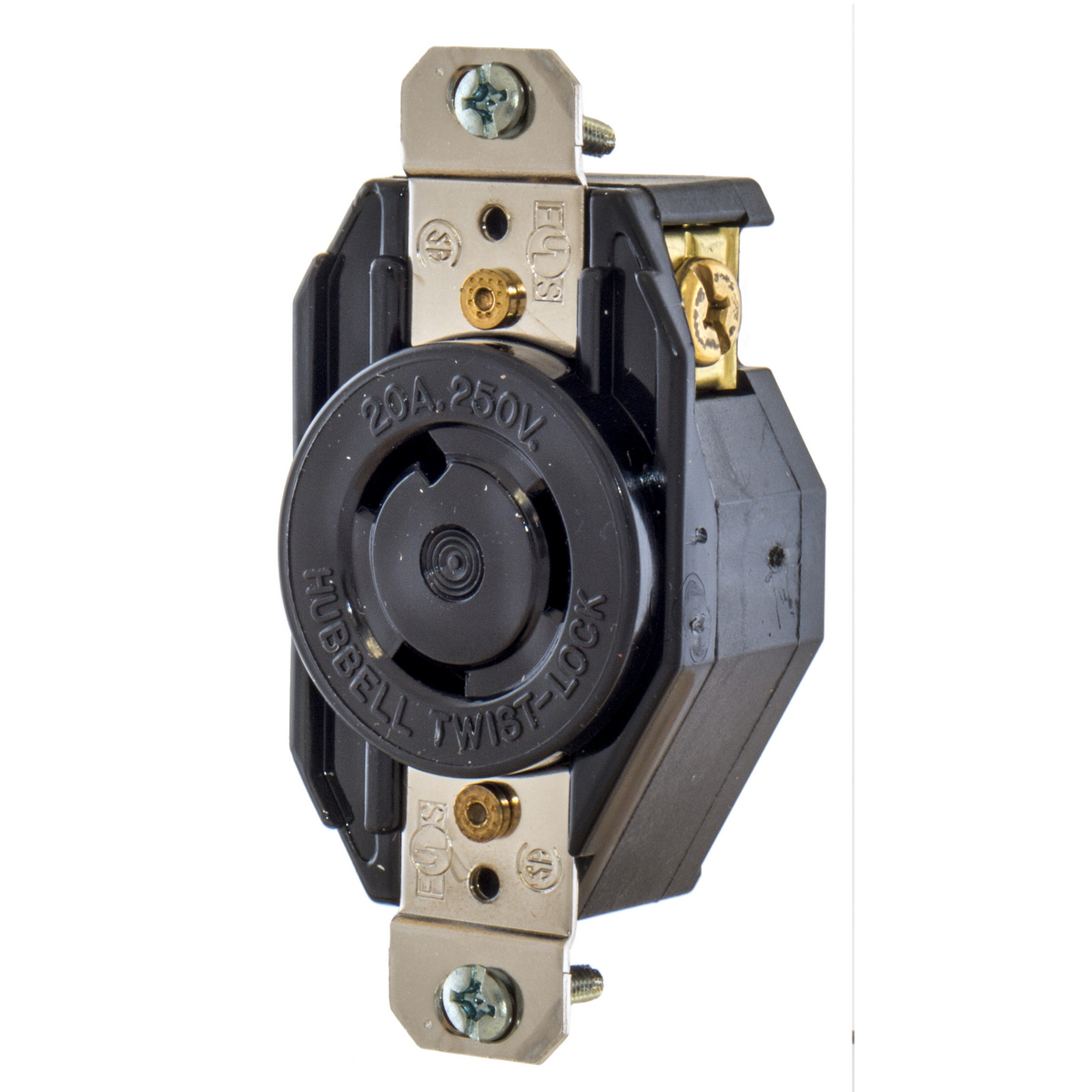 Product image for Hubbell L615R 15 Amp 250 Volt 2-Pole 3-Wire NEMA L6-15R Black Locking Receptacle