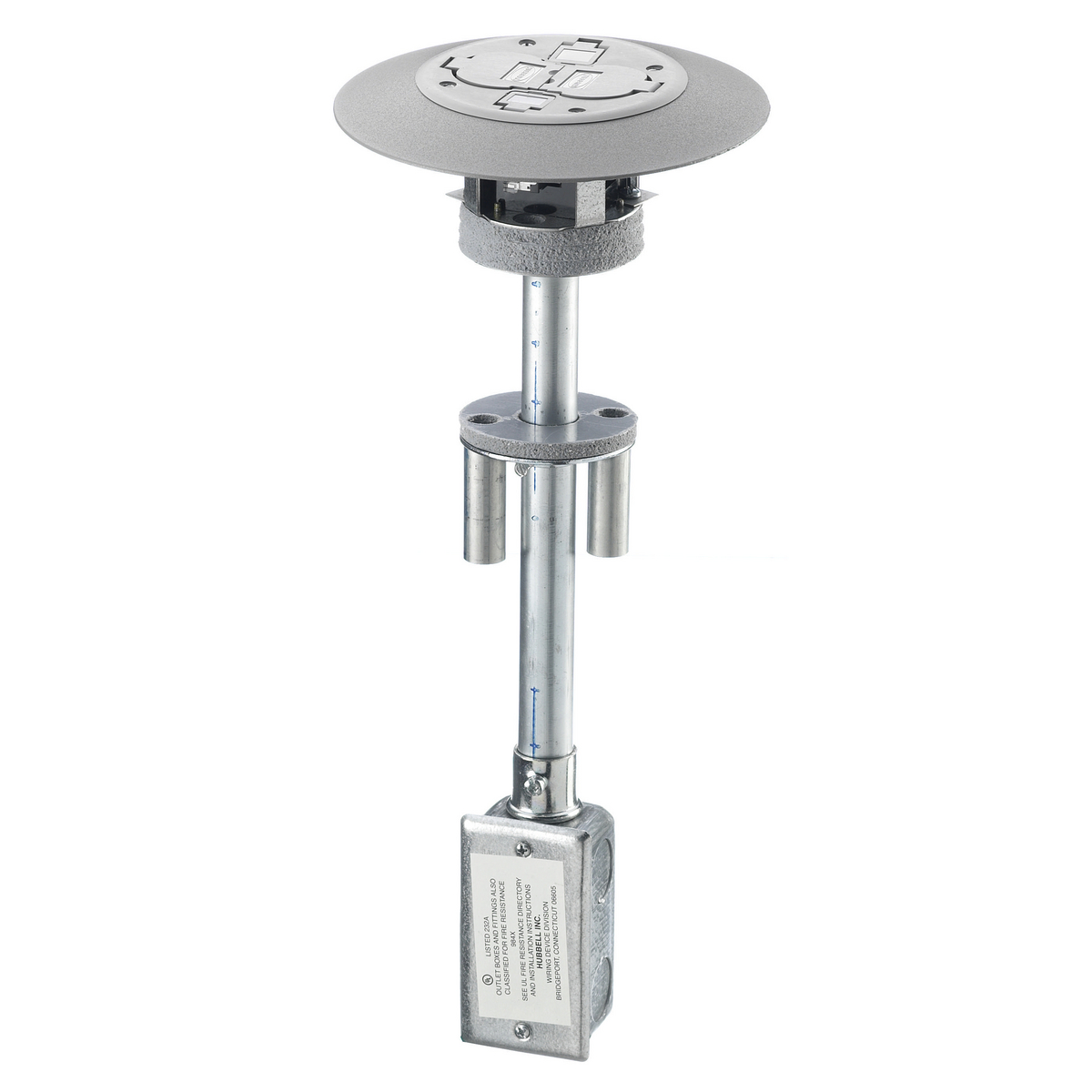 Product image for Hubbell PT2X2GY 3 Inch Gray 1-Piece Fire Rated Poke-Through Device Cover