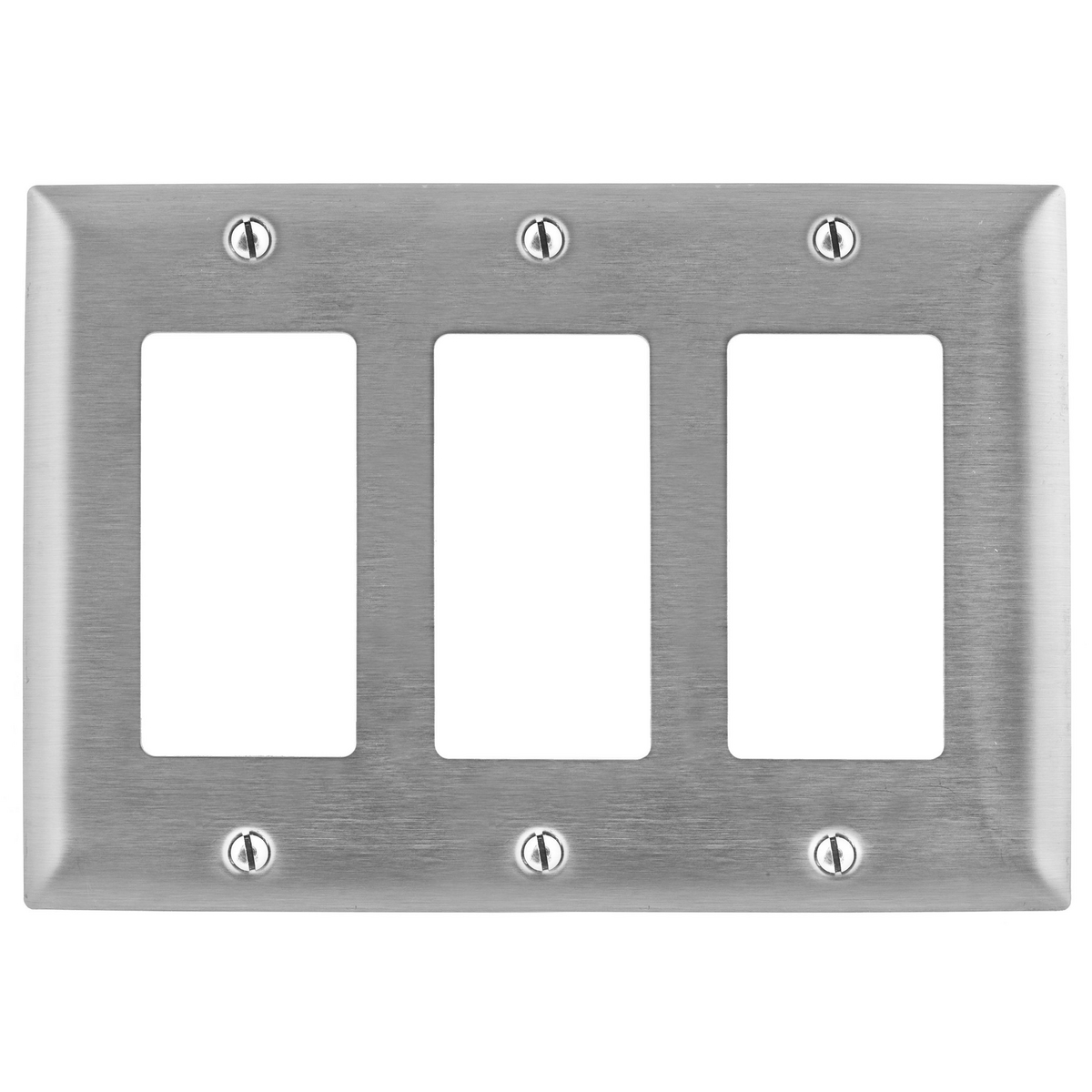 WALLPLATE, 3-G, GFCI, SS