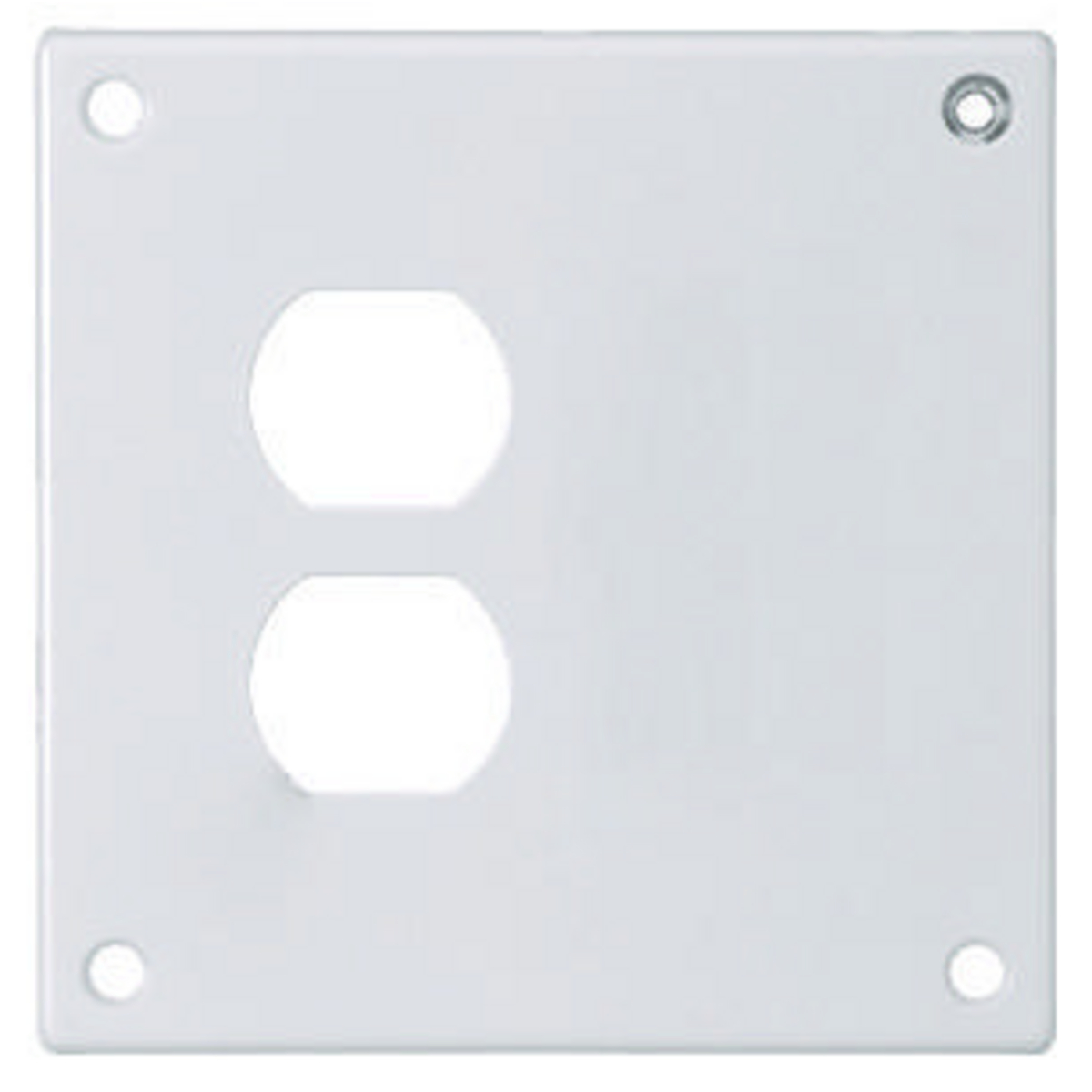 Product image for Hubbell SWP813 Security Wallplate, 2-Gang, 1) Duplex Opening 1 ) Blank, Standard Size, White Painted Steel