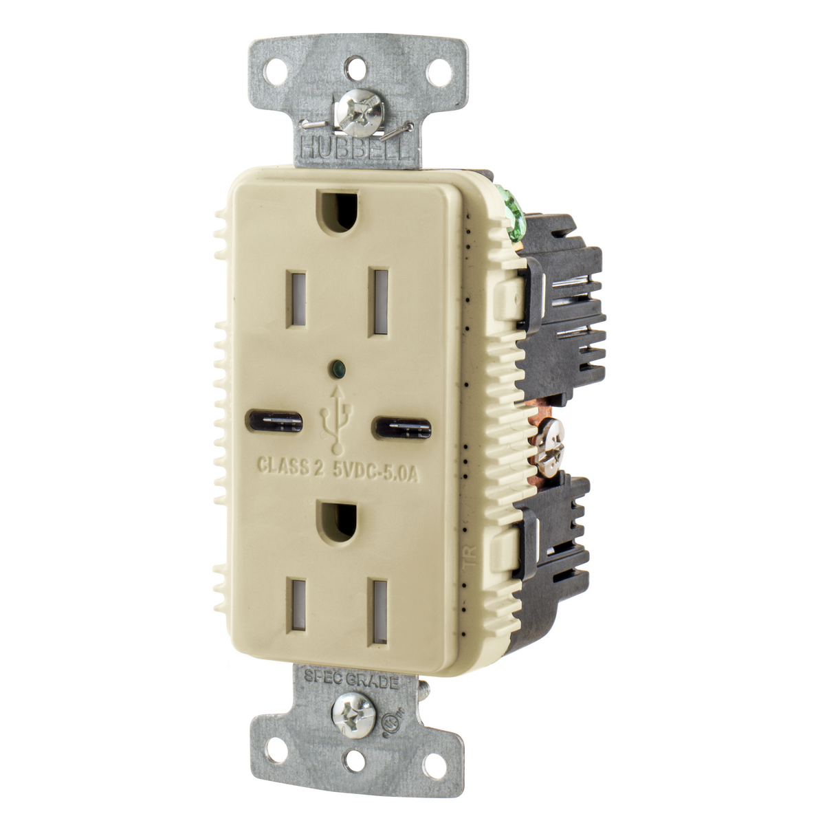 USB15C5I Combination USB Charger and Receptacle Hubbell Wiring Device-Kellems