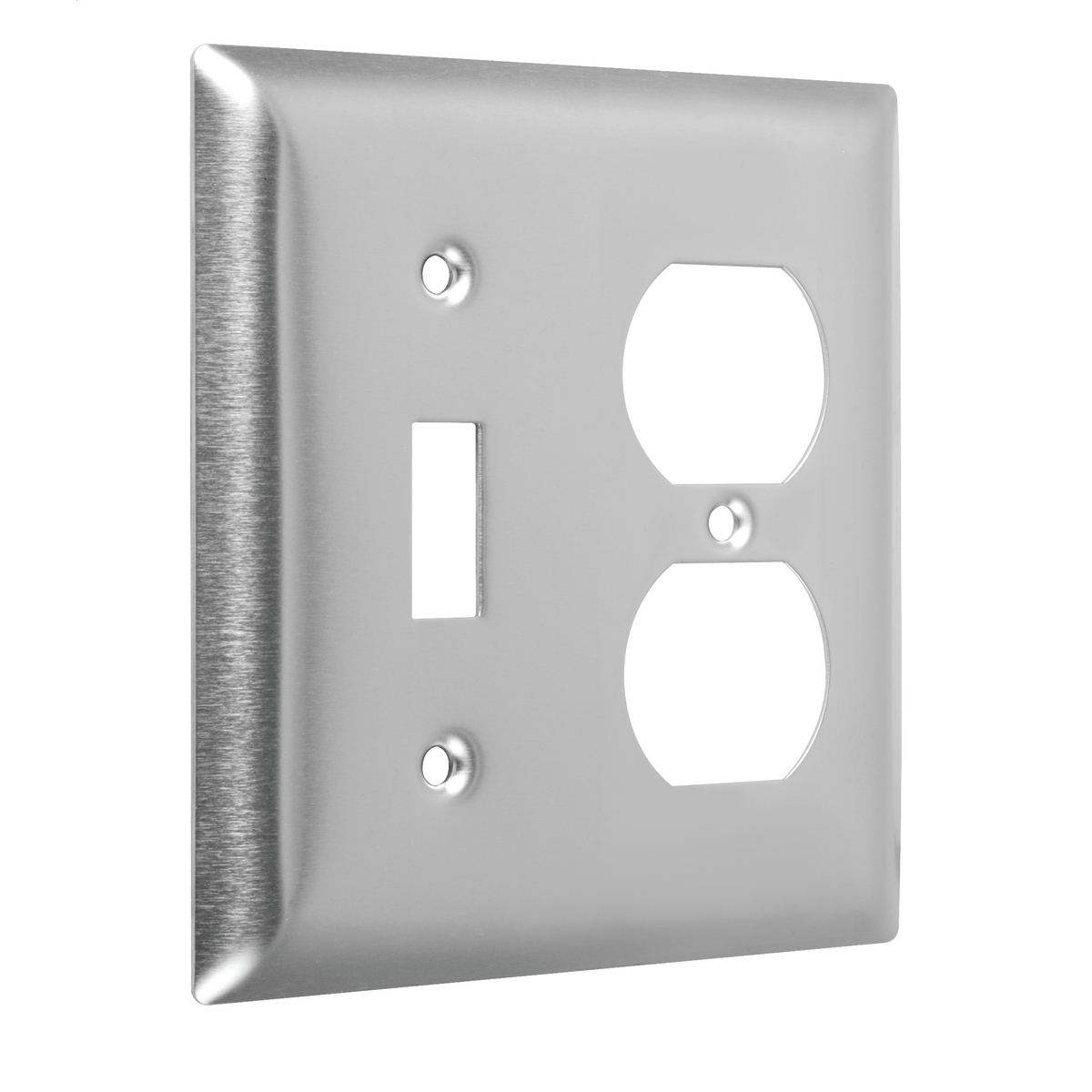 2Gang Metal Wallplate, Standard, Toggle/Duplex, Stainless Steel WSS