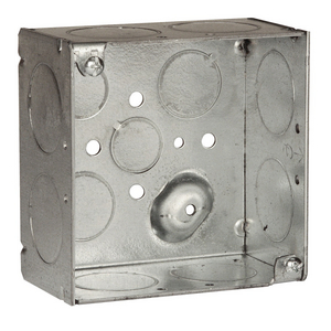 4 in. Square Box, Welded, 2-1/8 in. Deep, Two 3/4 in., Two 1/2 in., & Eight 1 in. KO's