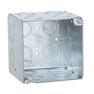3-3/4 in. Square Box, Large capacity, Welded,  3-1/2 in. Deep, Seventeen Knockouts