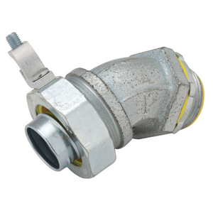 1 in. 45 Degree Liquidtight Connector, Insulated with Ground Lug
