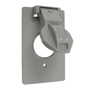 1-Gang Vertical Weatherproof Cover, Vertical, Device Mount, 1.406 in. Dia., Gray