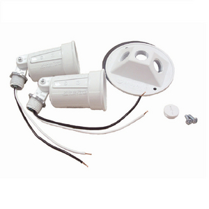 4 in. Round Weatherproof Combination Cover for 75-150W Par 38 Lamps, Includes 2 Lampholders, Gasket, and Hardware, White, Carded