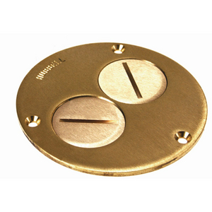 1-Gang Brass Duplex Cover with Two 1-1/2 in. Treaded Plugs