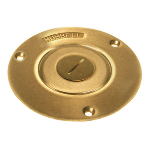3-7/8 in. Round Brass Floor Box Cover with Threaded 1 in. Combination Plug