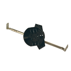 4 in. Round Non-Metallic Ceiling Box, 2-3/8 in. Deep with Expandable Bar Hanger and Ground Plate