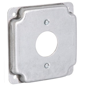 4 in. Square Cover, Exposed Work, 1.406 in. dia. Receptacle