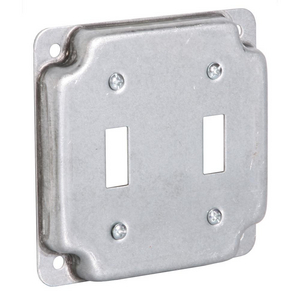 4 in. Square Cover, Exposed Work, 2-Toggle Switches