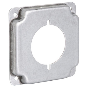 4 in. Square Cover, Exposed Work, 2.141 in. dia. 30-50A Receptacle