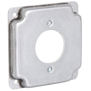 4 in. Square Cover, Exposed Work, 1.719 in. dia. 30A Locking Receptacle