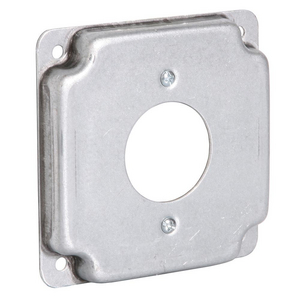 4 in. Square Cover, Exposed Work, 1.62 in. dia. 20A Receptacle