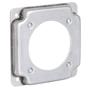 4 in. Square Cover, Exposed Work, 2.625 in. dia. 30-60A Receptacle