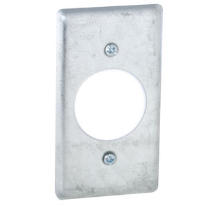 4 in. x 2 in. Handy Box Cover, 1-20A Receptacle, 1.594 in. Dia