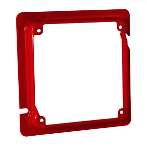 4-11/16 in. x 4 in. Life Safety Square Adapter Ring, 5/8 in. Raised, Red