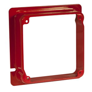 4-11/16 in. x 4 in. Life Safety Square Adapter Ring, 1-1/4 in. Raised, Red