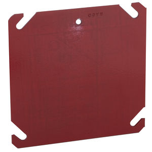 4 in. Life Safety Square Cover, Flat, Blank, Red