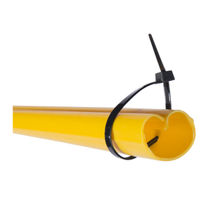 FULL ROUND, HEART-SHAPED, YELLOW GUY-MARKER, 8ft LENGTH, with HELICAL PIGTAIL STRAND ATTACHMENT and 10in ORANGE REFLECTIVE STRIP