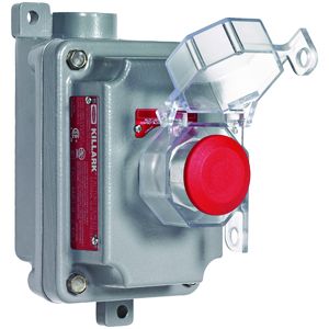 FXCS Series - Seal-XM - Aluminum Dead-End Maintained Contact Push/Pull Mushroom- Red Button- 3/4" Hub- 1NO/1NC Contact Rating with Lockout