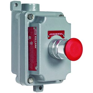 FXCS Series - Seal-XM - Aluminum Dead-End Maintained Contact Push/Pull Mushroom- Red Button- 3/4" Hub- 1NO/1NC Contact Rating- Group B Rated