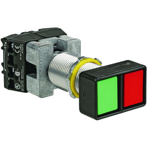 G Series - Long Momentary Contact Double Push Button Operator -Green And Red Buttons With "Start - Stop"/Blank Nameplate - 1NO/1NC Contact Rating