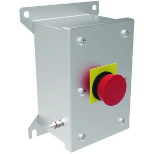 HKH Series Control Station,  Maintained Contact Single Red Push Button Mushroom-Panel Mount- M20 - Stainless Steel 1b