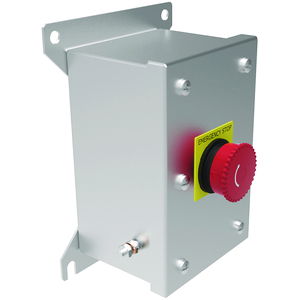 HKH Series Control Station,  Maintained Contact Push Button E-Stop (Twist Release)- Din Rail Mount- 3/4" Hub - Stainless Steel 1b