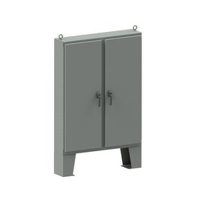 N4 Double Door Floor-Mount 3-Point Handle 74X60X12 Carbon Steel - Gray