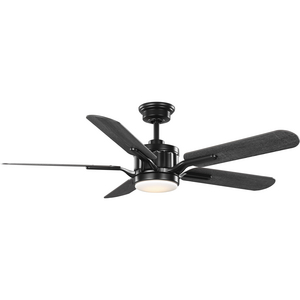Claret Collection 5-Blade Reversible Distressed Ebony/Grey Weathered Wood 54-Inch AC Motor LED Transitional Ceiling Fan