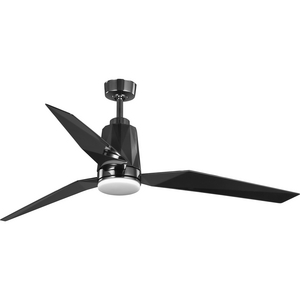 Bixby Collection 60" Indoor/Outdoor Three-Blade Black Chrome Ceiling Fan