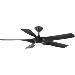 Vernal Collection 60" Five-Blade Matte Black LED Wifi Transitional Indoor/Outdoor Smart DC Ceiling Fan