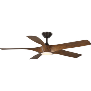 Vernal Collection 60" Five-Blade Woodgrain LED Wifi Transitional Indoor/Outdoor Smart DC Ceiling Fan