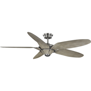 Mesilla Collection 60" Five-Blade White Barnwood/Antique Nickel Indoor/Outdoor DC Motor Urban Industrial Ceiling Fan