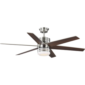 Carrollwood Collection 56-Inch Six-Blade American Walnut/Silver DC Motor Contemporary Ceiling Fan