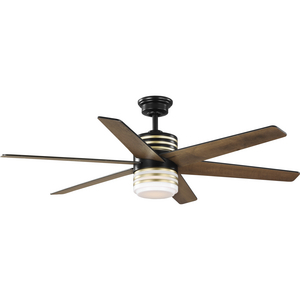 Carrollwood Collection 56-Inch Six-Blade Matte Black/Chestnut LED DC Motor Contemporary Ceiling Fan