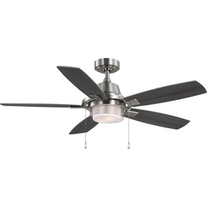 Freestone Collection 52 in. Five-Blade Brushed Nickel Transitional Ceiling Fan with LED lamped Light Kit