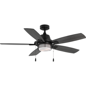 Freestone Collection 52 in. Five-Blade Matte Black Transitional Ceiling Fan with LED Lamped Light Kit