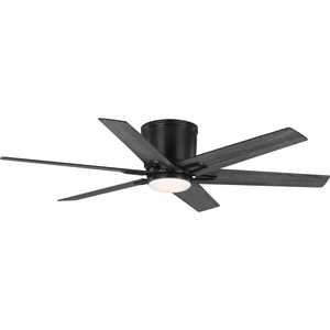 Bexar Collection 54 in. Six Blade Matte Black Modern Farmhouse Ceiling Fan with Integrated LED Light