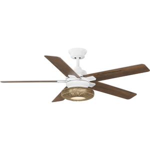 Schaal Collection 52 in. Five-Blade Satin White Coastal Ceiling Fan with Integrated LED Light