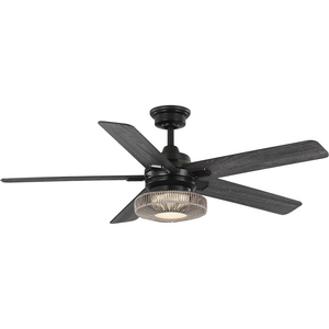 Schaal Collection 52 in. Five-Blade Matte Black Coastal Ceiling Fan with Integrated LED Light